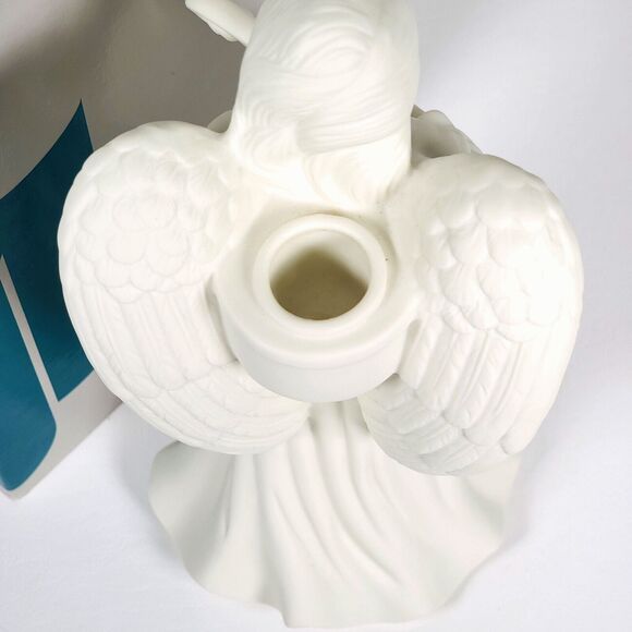 Partylite Bisque Lyrical Angel White Porcelain Taper Candle Holder P0461 - Picture 8 of 15